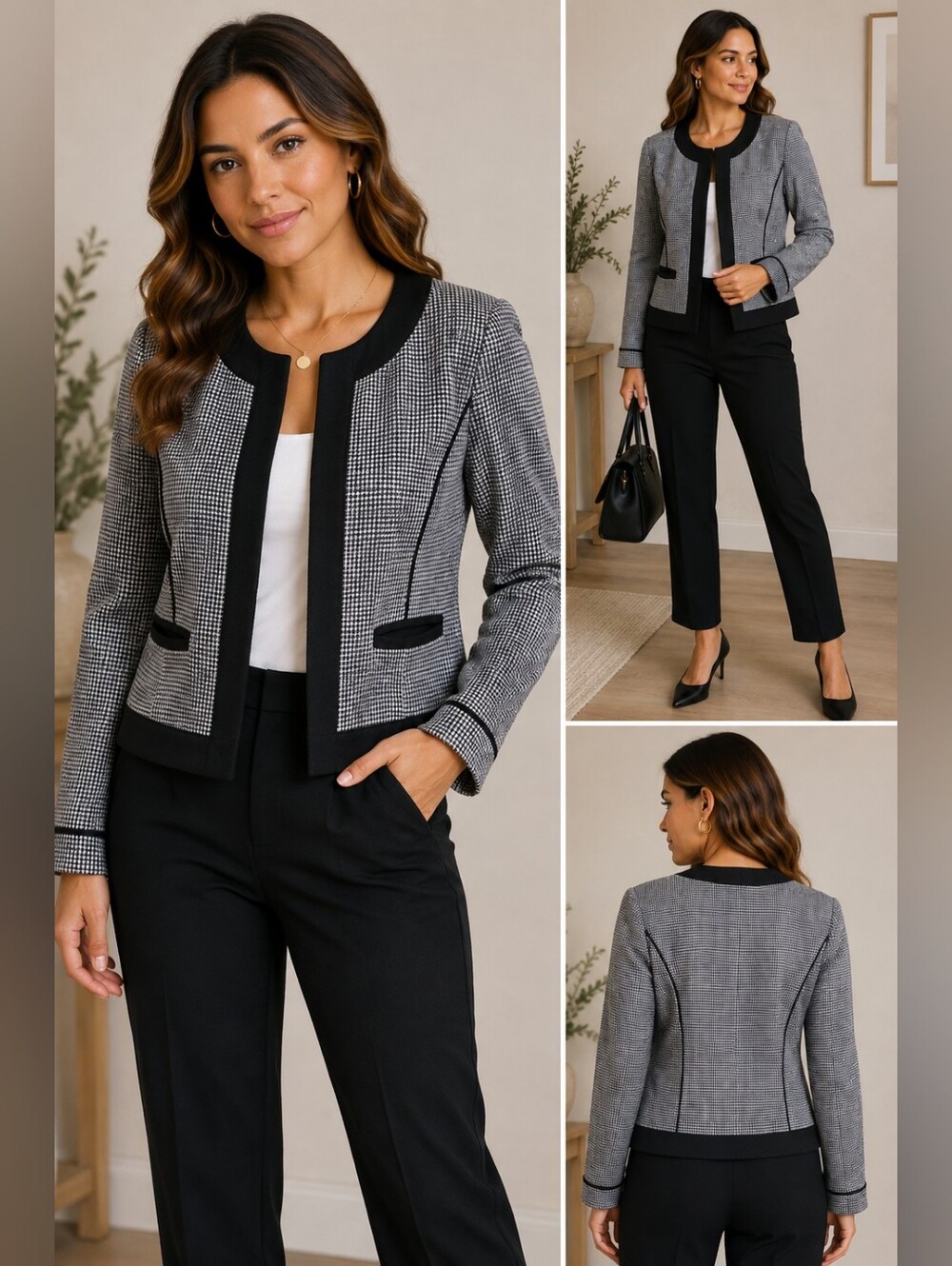 Ann Taylor Black & White Blazer Pockets Size 6